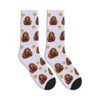 Football Dog Face Socks in Lavender with a personalized dog photo