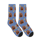 Football Dog Face Socks in Slate Blue with a personalized dog photo