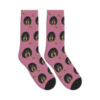 Game Controller Dog Face Socks in Dusty Rose with a personalized dog photo
