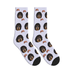 Game Controller Dog Face Socks in Lavender with a personalized dog photo