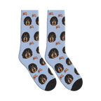 Game Controller Dog Face Socks in Periwinkle with a personalized dog photo