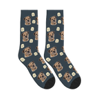 Little Ghost Dog Face Socks in Charcoal Gray with a personalized dog photo