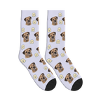 Little Ghost Dog Face Socks in Lavender with a personalized dog photo