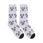 Golf Dog Face Socks in Lavender with a personalized dog photo