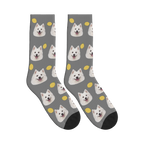 Lemon Dog Face Socks in Gray with a personalized dog photo