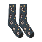 Best Dog Medal Socks in Charcoal Gray with a personalized dog photo