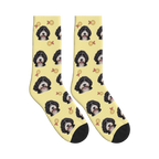 Best Dog Medal Socks in Pale Yellow with a personalized dog photo
