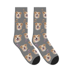 Music Note Dog Face Socks in Gray with a personalized dog photo