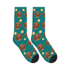 Orange Slice Dog Face Socks in Teal with a personalized dog photo