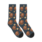 Treat Time Dog Face Socks in Charcoal Gray with a personalized dog photo