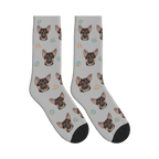 Planet Dog Face Socks in Light Gray with a personalized dog photo