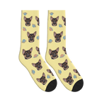 Planet Dog Face Socks in Pale Yellow with a personalized dog photo