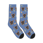Planet Dog Face Socks in Slate Blue with a personalized dog photo