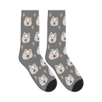 Rocket Dog Face Socks in Gray with a personalized dog photo
