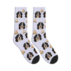 Sandwich Dog Face Socks in Lavender with a personalized dog photo