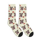 Smiley Dog Face Socks in Beige with a personalized dog photo