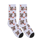 Smiley Dog Face Socks in Lavender with a personalized dog photo