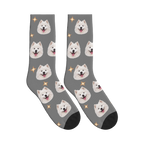 Little Sparkle Dog Face Socks in Gray with a personalized dog photo