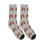 Watermelon Dog Face Socks in Light Gray with a personalized dog photo