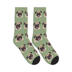 Wedding Ring Dog Face Socks in Sage Green with a personalized dog photo