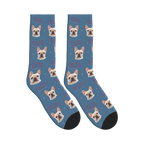 You Are So Loved Dog Face Socks in Steel Blue with a custom dog photo