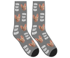 Your Text & Dog Face Socks - Gray / Crew Socks