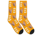 Your Text & Dog Face Socks - Orange / Crew Socks